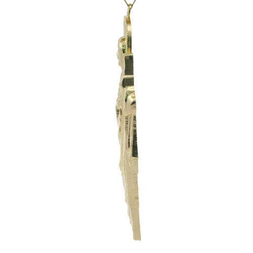 14KT Gold Charm Extra Large Halo Right Facing St Jude with Plain Bell testing ine