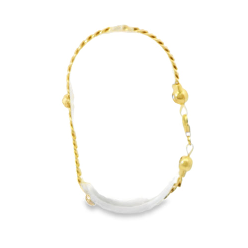 14KT Gold Bracelet Women's Three Charm Oval Dark Pink CZ Stones with White CZ Stones Border and White CZ Stone End Cuban Link Lobster Clasp Band