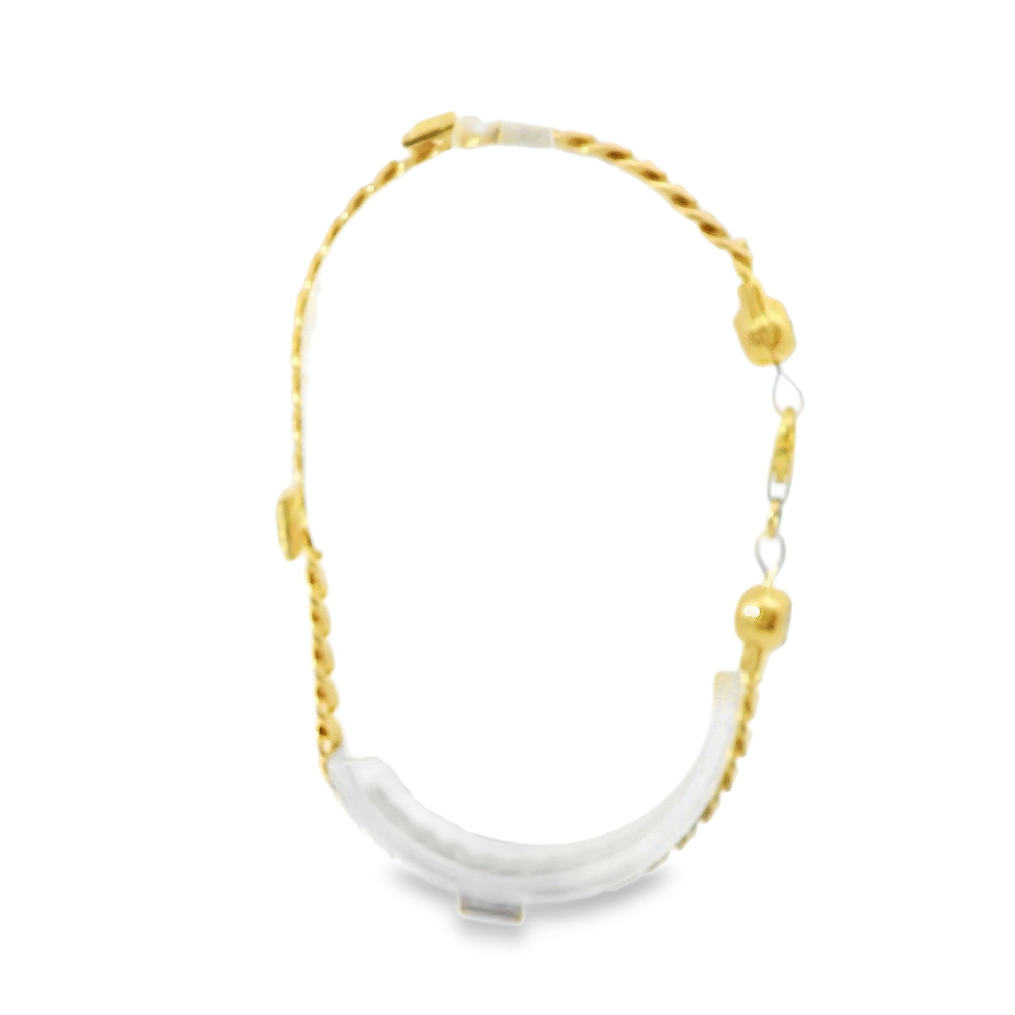 14KT Gold Bracelet Women's Three Charm Square Dark Pink CZ Stones with White CZ Stones Border and White CZ Stone End Cuban Link Lobster Clasp Band