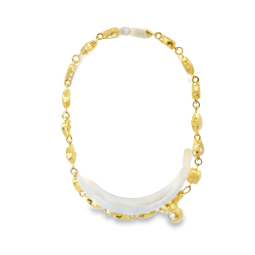 14KT Gold Bracelet Women's Alternating White CZ Stones Open Hearts and Plain Puff Stars and White CZ Stone End Cuban Link Lobster Clasp Band