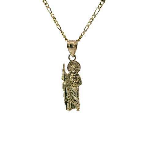 14KT Gold Charm Extra Small Sunray Right Facing St. Jude with Plain Bell