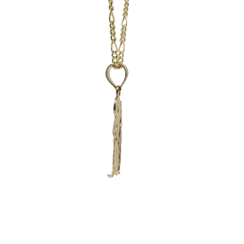 14KT Gold Charm Extra Small Sunray Right Facing St. Jude with Plain Bell