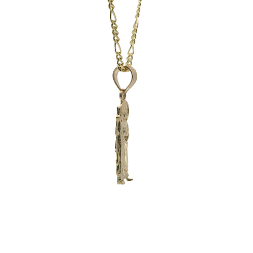 14KT Gold Charm Extra Small Sunray Right Facing St. Jude with Plain Bell