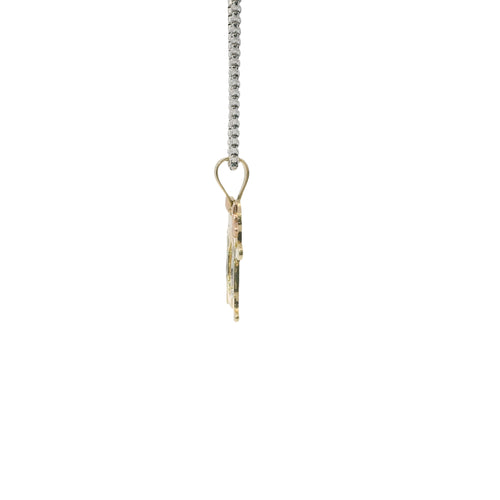 14KT Gold Charm Mini Tri Tone Boy / Girl Twins with Plain Bell