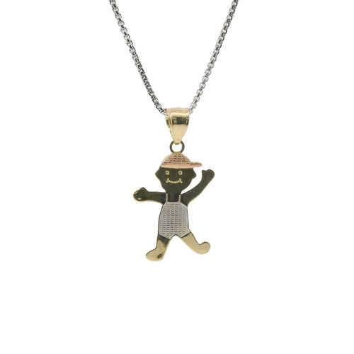 14KT Gold Charm Jumbo Tri Tone Boy with Plain Bell