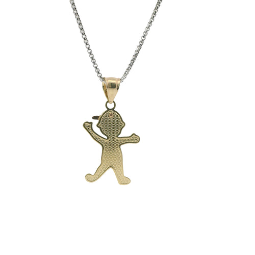 14KT Gold Charm Jumbo Tri Tone Boy with Plain Bell