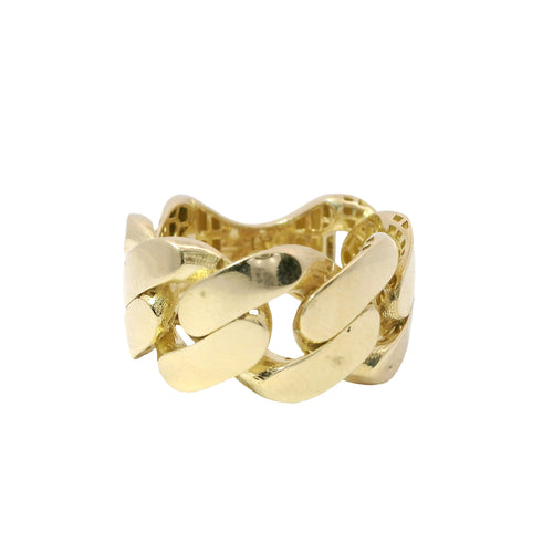 14KT Gold Ring Men's Jumbo Plain Cuban Link Band
