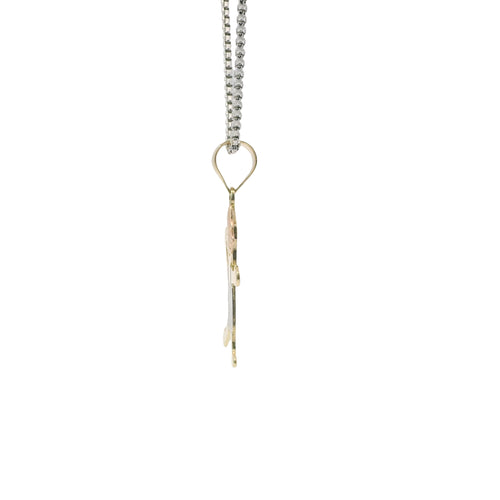14KT Gold Charm Jumbo Tri Tone Girl with Plain Bell