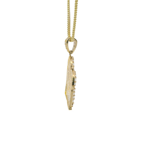 14KT Gold Charm Large Last Supper Archway Background with White CZ Stones Border and Bell