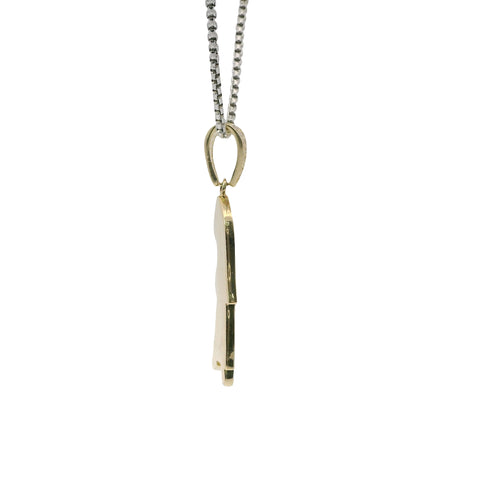 14KT Gold Charm Medium Enamel Lilo with White CZ Stones Bell