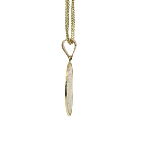 14KT Gold Charm Medium Myan Calander Coin with Diamond Cut Edge and Plain Bell