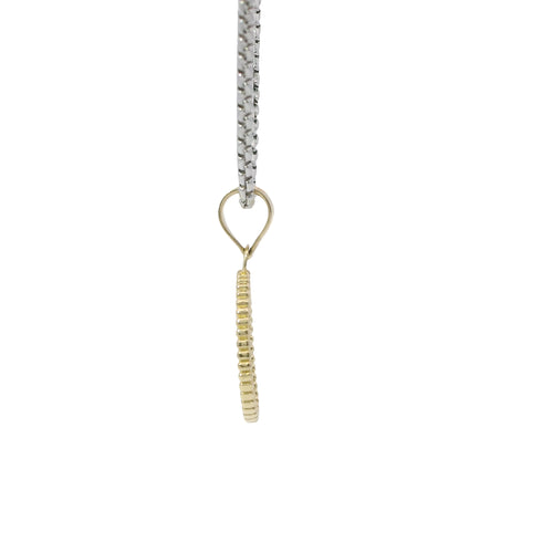 14KT Gold Charm Mini Two Tone Cupid Coin with Plain Bell