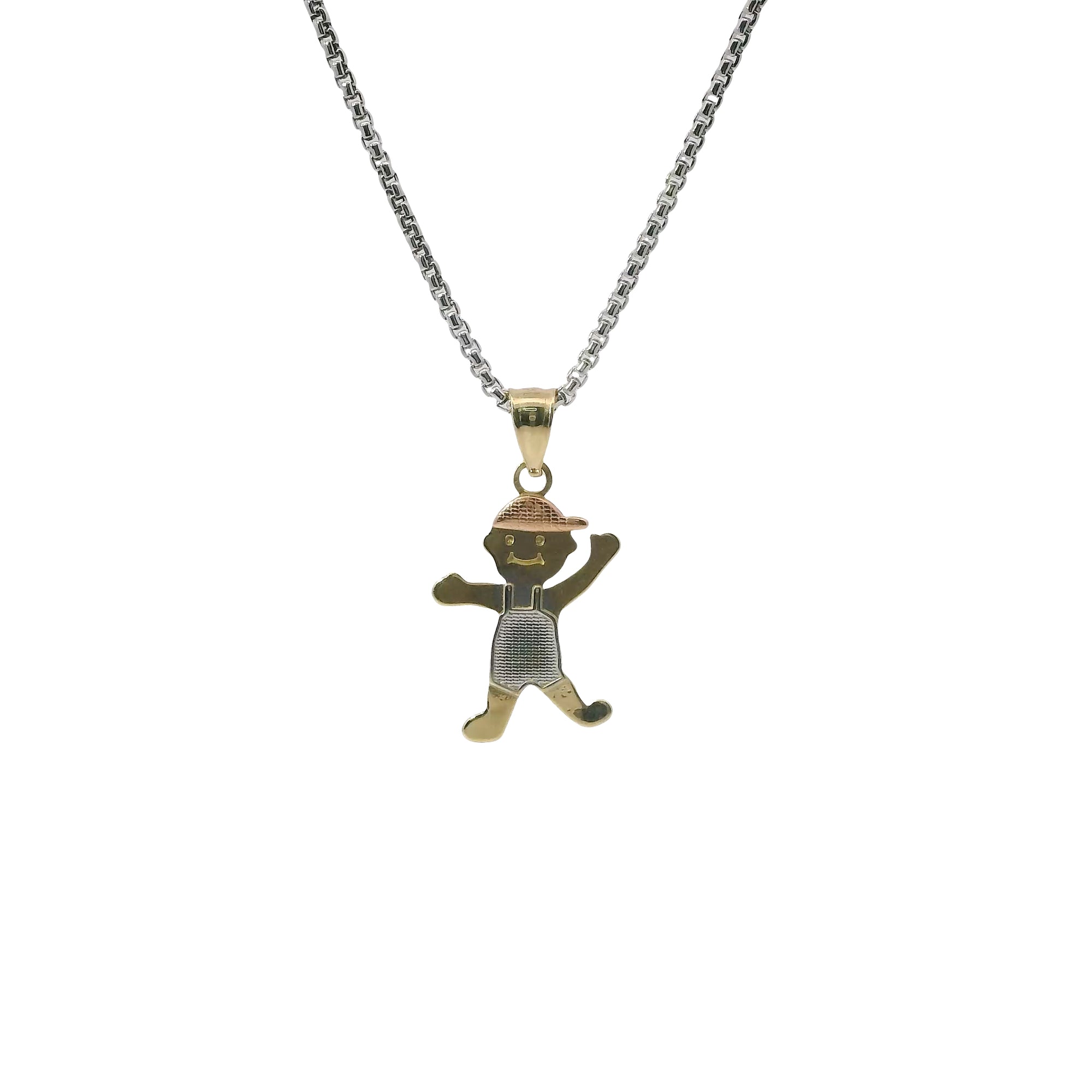 14KT Gold Charm Mini Tri Tone Boy with Plain Bell