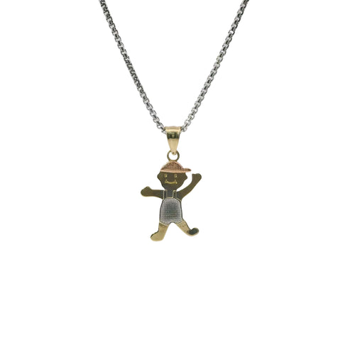 14KT Gold Charm Mini Tri Tone Boy with Plain Bell