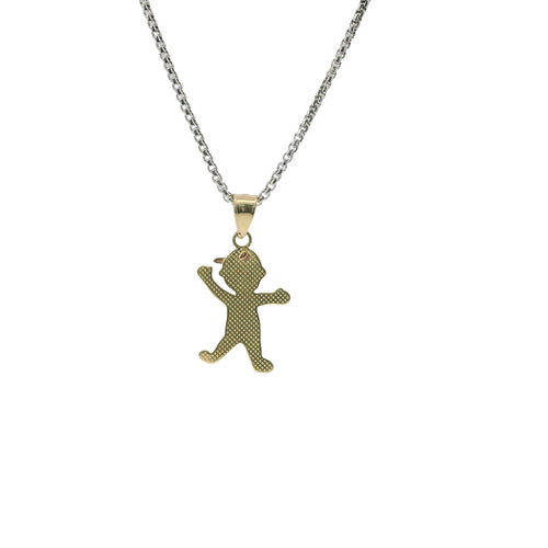 14KT Gold Charm Mini Tri Tone Boy with Plain Bell