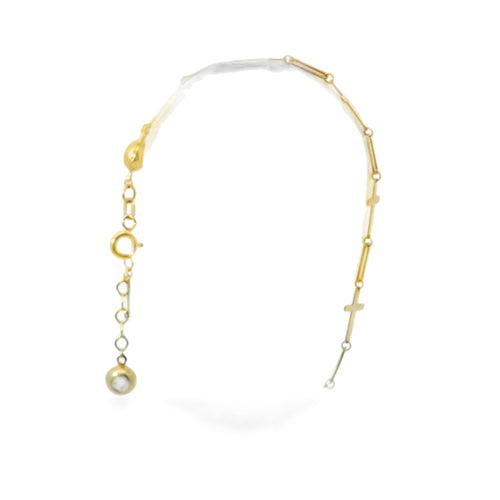 14KT Gold Bracelet Alternating Plain Paperclip Link Cross