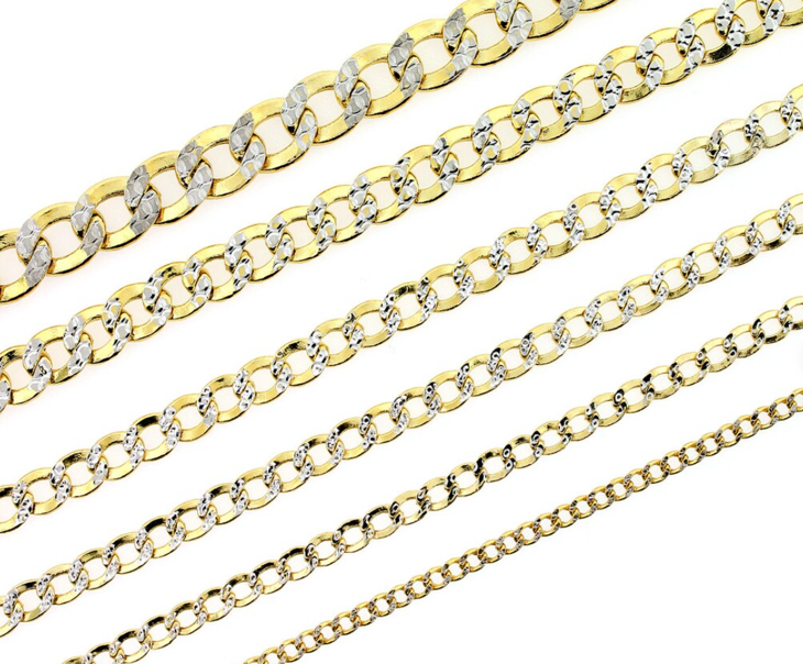 14KT Gold Bracelet Solid Curb Pave 6mm