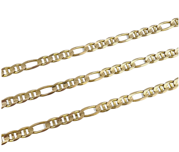 14KT Gold Chain Hollow Figaro Mariner Plain 2mm