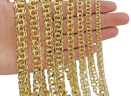 14KT Gold Chain Solid Chino with White CZ Box Clasp 1.5mm
