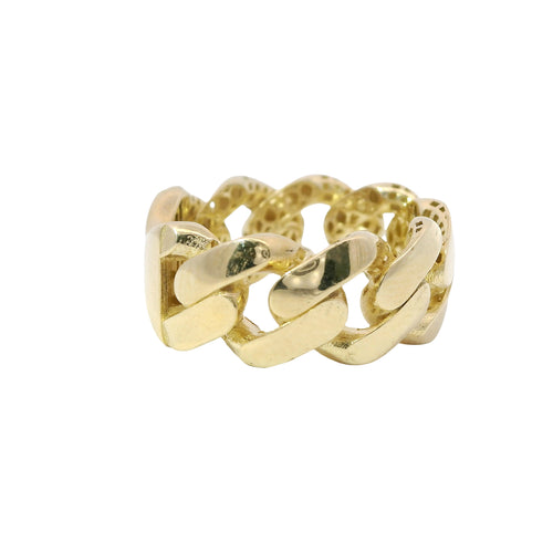 14KT Gold Ring Unisex Plain Miami Cuban Link Band
