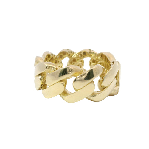 14KT Gold Ring Unisex Plain Miami Cuban Link Band