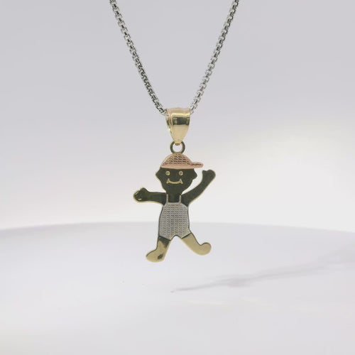 14KT Gold Charm Jumbo Tri Tone Boy with Plain Bell