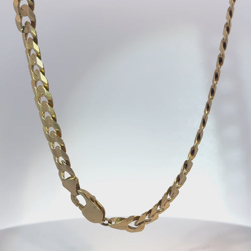 14KT Gold Chain Hollow Curb 9mm