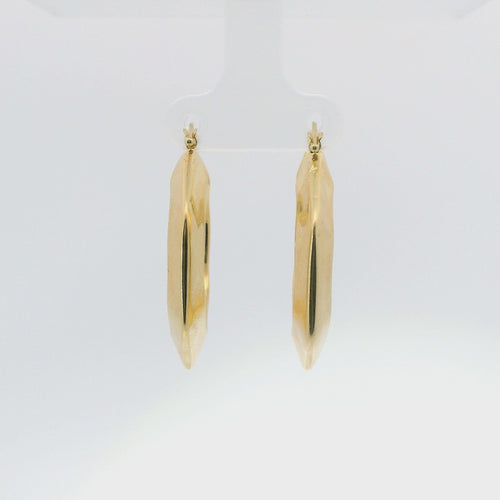 14KT Gold Earrings Hexagon Hoops 1 Inch Hollow Tube 5mm