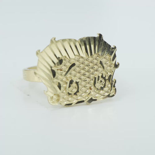 14KT Gold Ring Women's Betty Boop Head with Plain Band