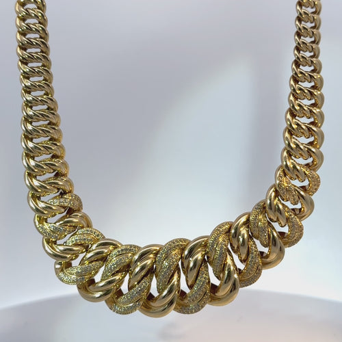14K Gold Chain Princessa with White CZ Stones and Plain Clasp