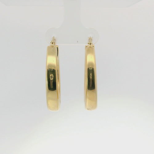 14KT Gold Earrings Thick Hoops 1 Inch Hollow Tube 5mm