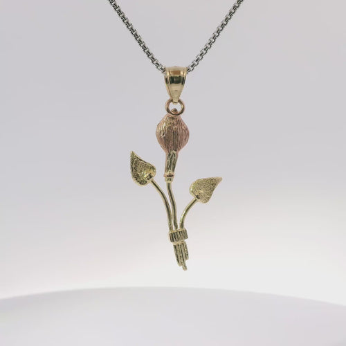 14KT Gold Charm Jumbo Two Tone Calla Lilly with Plain Bell
