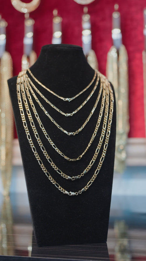 14KT Gold Chain Hollow Figaro Plain 5.5mm