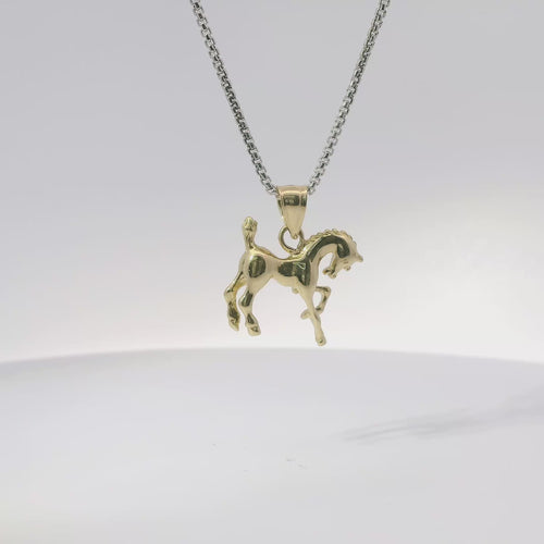 14KT Gold Charm Mini 3D Horse with Plain Bell