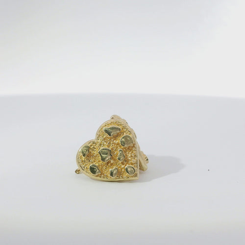 14KT Gold Earrings Small Nugget Heart Shape with Push Back Post and Butterfly Backs