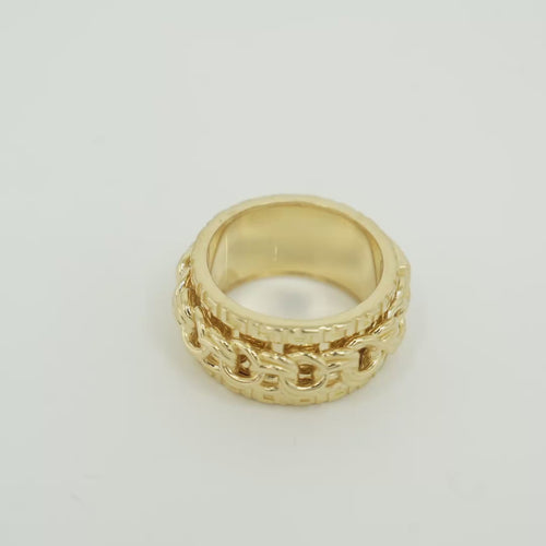 14KT Gold Ring Men's Band Jumbo Chino Spinner Greek with Name Plate