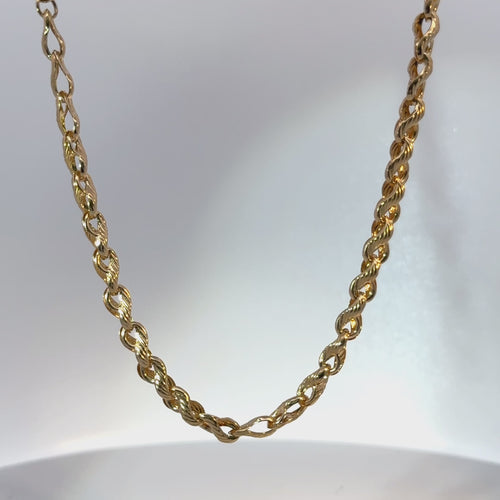 14KT Gold Chain Hollow Fancy Rope Link with Plain Clasp 5mm