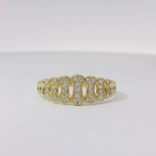 14KT Gold Ring Women's Band 13 Bones 7 are White CZ Stones