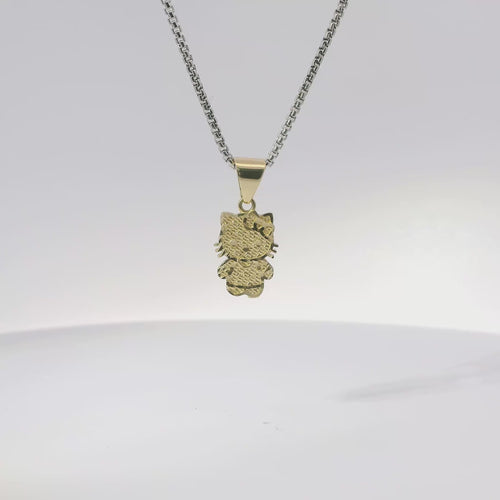 14KT Gold Charm Small Full Body Diamond Cut Hello Kitty with Plain Bell