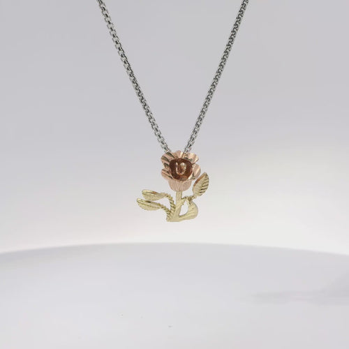 14KT Gold Charm Mini Two Tone Tulip with Plain Bell