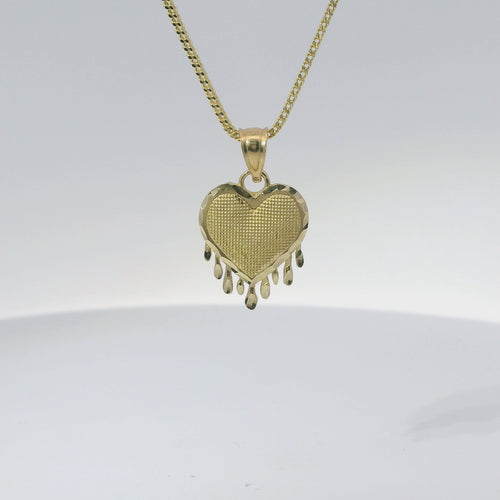 14KT Gold Charm Medium Melting Heart with Plain Bell