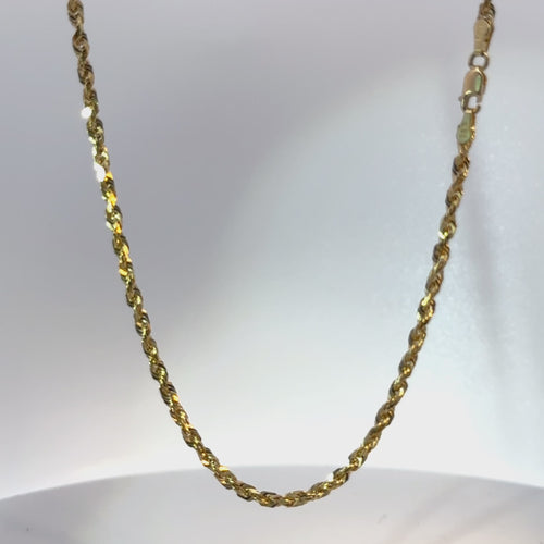 14KT Gold Chain Hollow Cashmere Diamond Cut Rope 2.5mm
