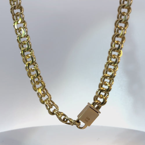 14KT Gold Chain Hollow Chino with Plain Box Clasp 8.5mm