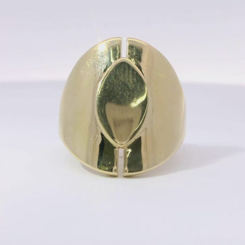 14KT Gold Ring Women's Raised Plain Marquise Shape with Split Band