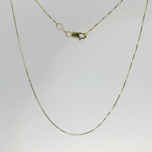 14KT Gold Solid Thin Chain Box Link with Spring Lock Clasp .4mm