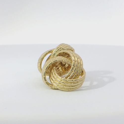 14KT Gold Earrings Medium Plain Braided Cords Knot with Push Back Post and Butterfly Backs