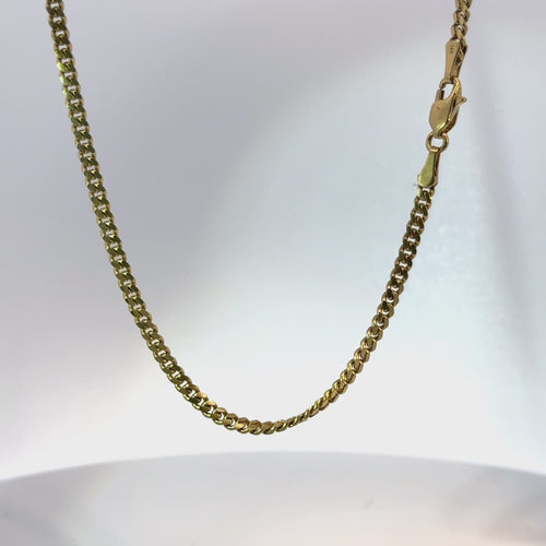 14KT Gold Chain Hollow Miami Cuban with Plain Lobster Clasp 2mm