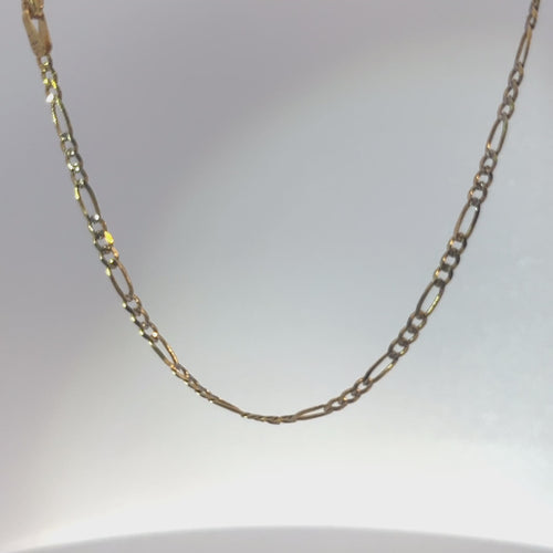 14KT Gold Chain Hollow Figaro Pave 2.5mm