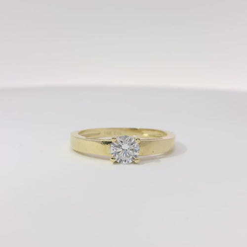 14KT Gold Ring Women's Double Halo 4 Prong White CZ Solitaire Plain Band Split Edge
