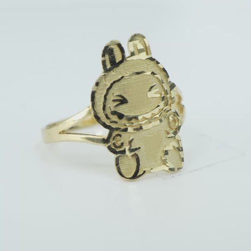 14KT Gold Ring Women's Medium Flat Labubu with Plain Split Band